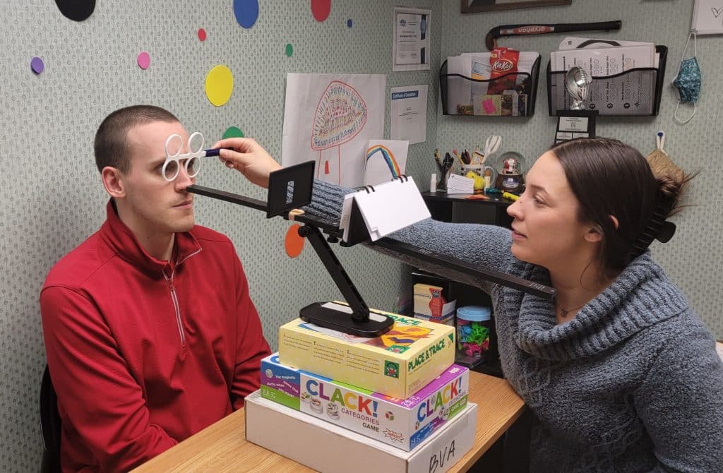 Patient getting their eye checked